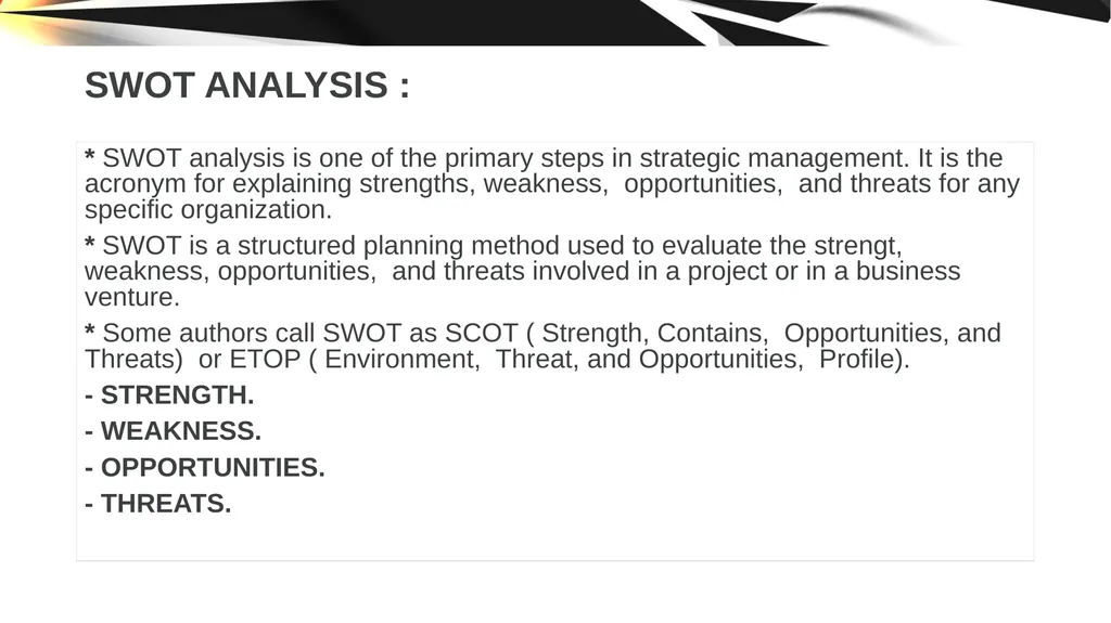 ENVIRONMENT OF STRATEGIC MANAGEMENT. IMPORTANCE OF - slide 36 of 37