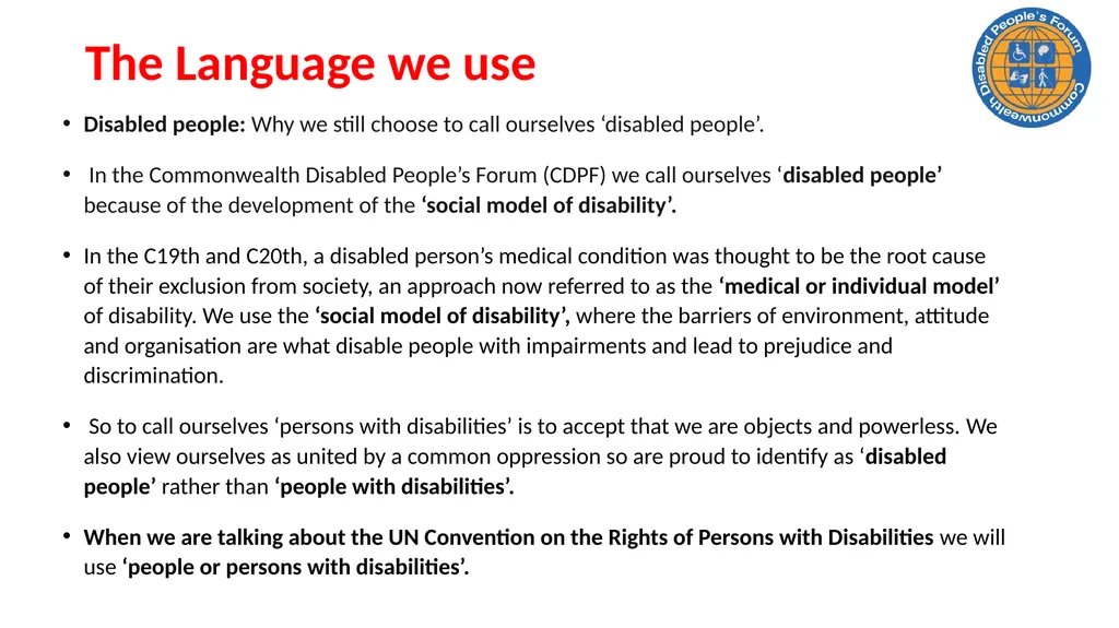 CDPF On-line Disability Equality Capacity Building - slide 4 of 28