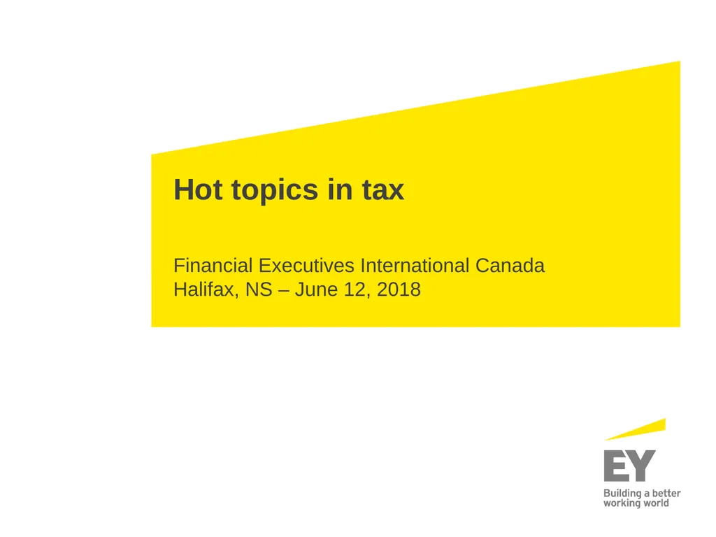 Hot topics in tax Financial Executives - slide 1 of 21