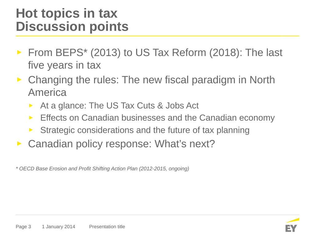Hot topics in tax Financial Executives - slide 3 of 21