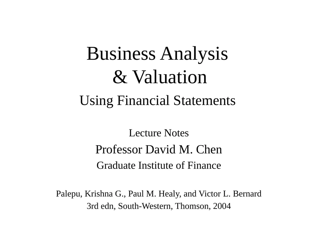 Business Analysis & Valuation Using Financial - slide 1 of 224