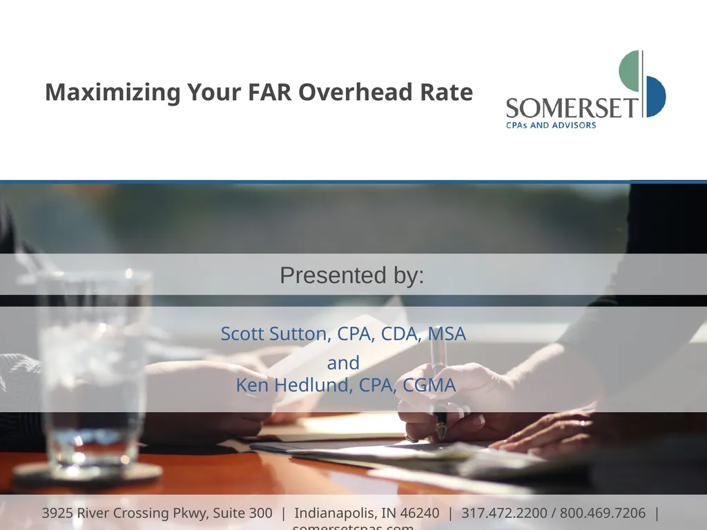 Maximizing Your FAR Overhead Rate Scott Sutton, - slide 1 of 52