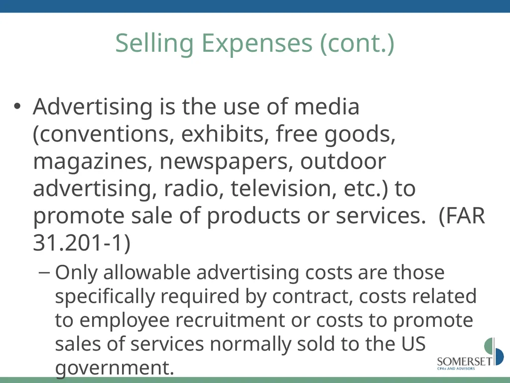 Maximizing Your FAR Overhead Rate Scott Sutton, - slide 28 of 52