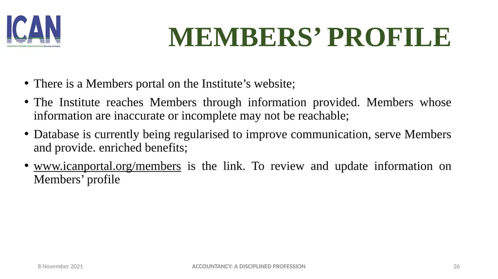 ACCOUNTANCY: A DISCIPLINED PROFESSION PRESENTED - slide 26 of 28