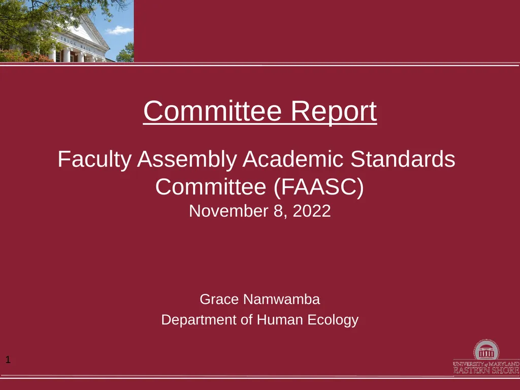 Committee Report Faculty Assembly Academic