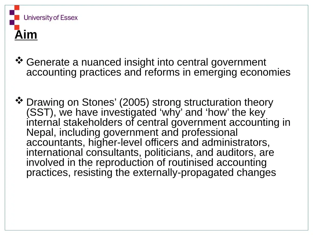 Structuration Analysis of Central Government - slide 2 of 21