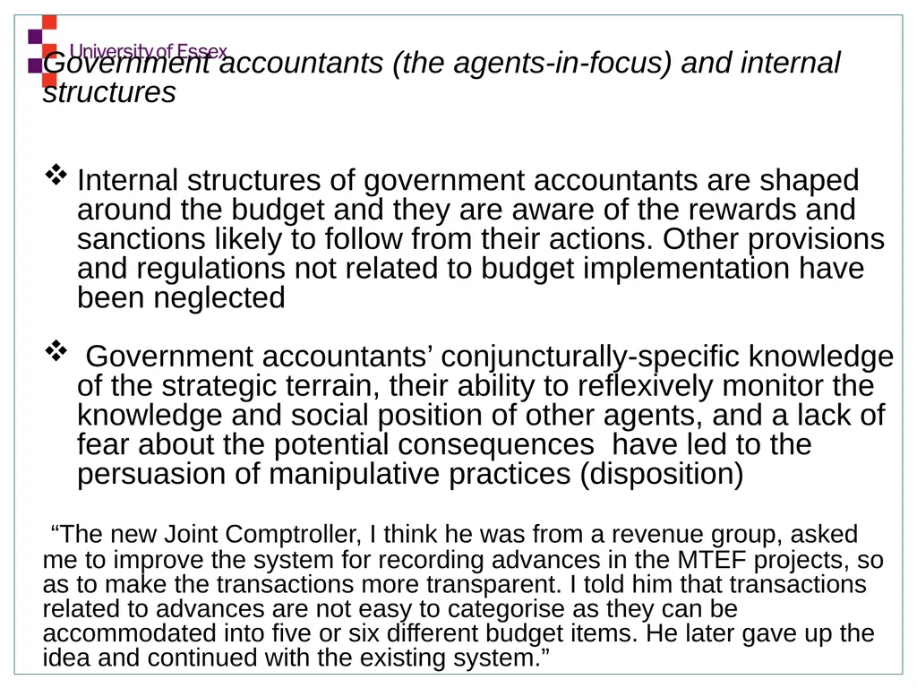 Structuration Analysis of Central Government - slide 15 of 21