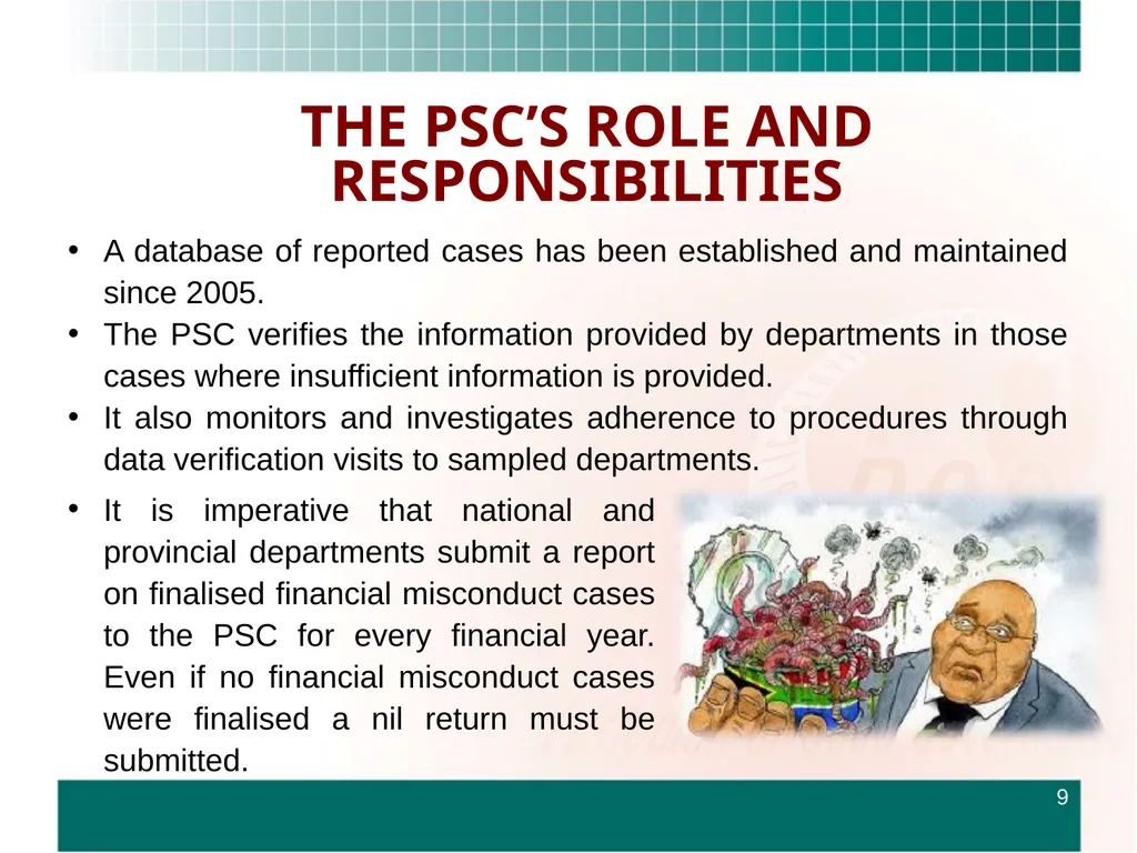 ROUNDTABLE ON FINANCIAL MISCONDUCT THEME: “What - slide 9 of 18