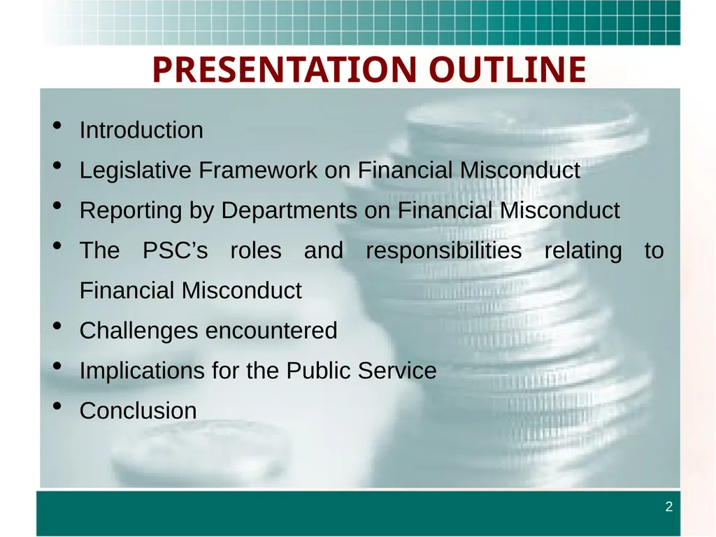 ROUNDTABLE ON FINANCIAL MISCONDUCT THEME: “What - slide 2 of 18