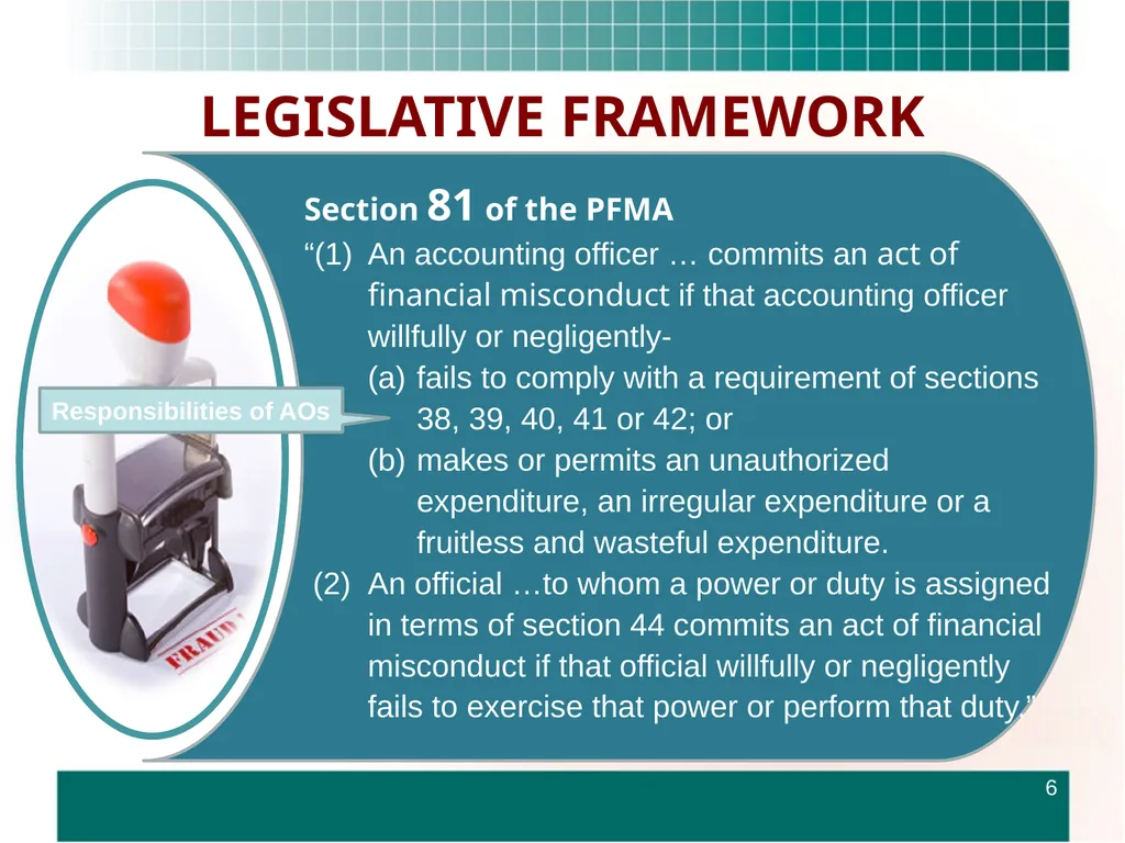 ROUNDTABLE ON FINANCIAL MISCONDUCT THEME: “What - slide 6 of 18