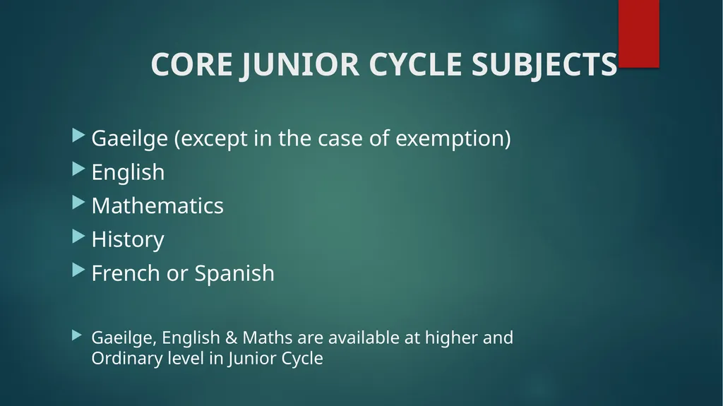 1ST YEAR SUBJECT CHOICE 2024/25 CORE JUNIOR CYCLE - slide 2 of 22
