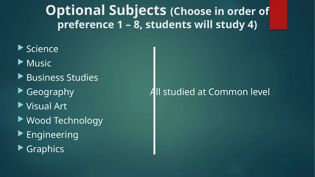 1ST YEAR SUBJECT CHOICE 2024/25 CORE JUNIOR CYCLE - slide 4 of 22