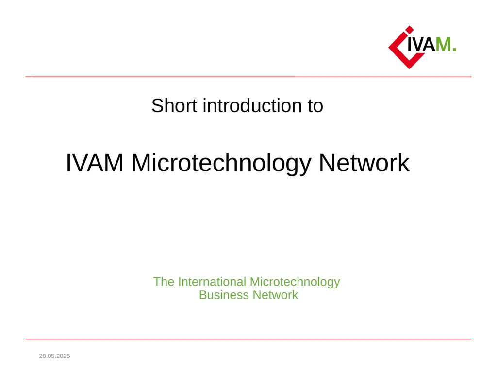 Short introduction to IVAM Microtechnology Network - slide 1 of 8