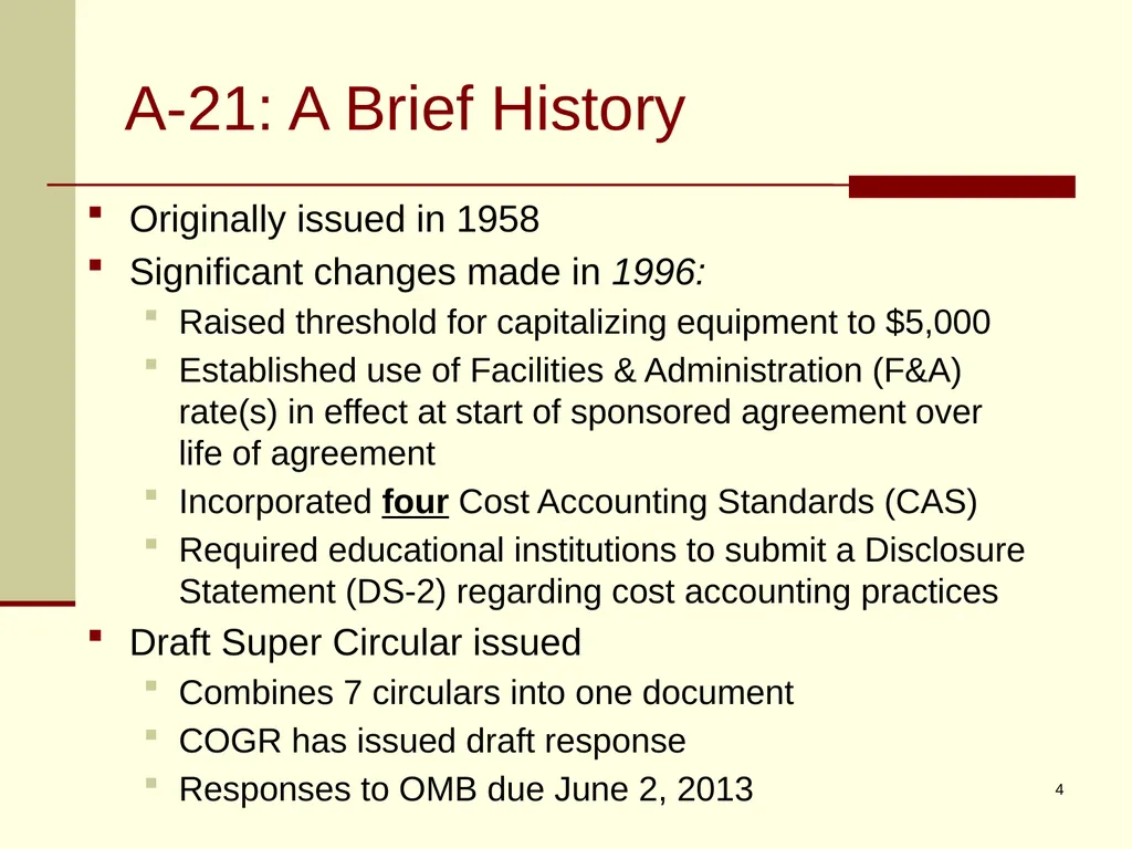 Office of Management and Budget (OMB) CIRCULAR - slide 4 of 80