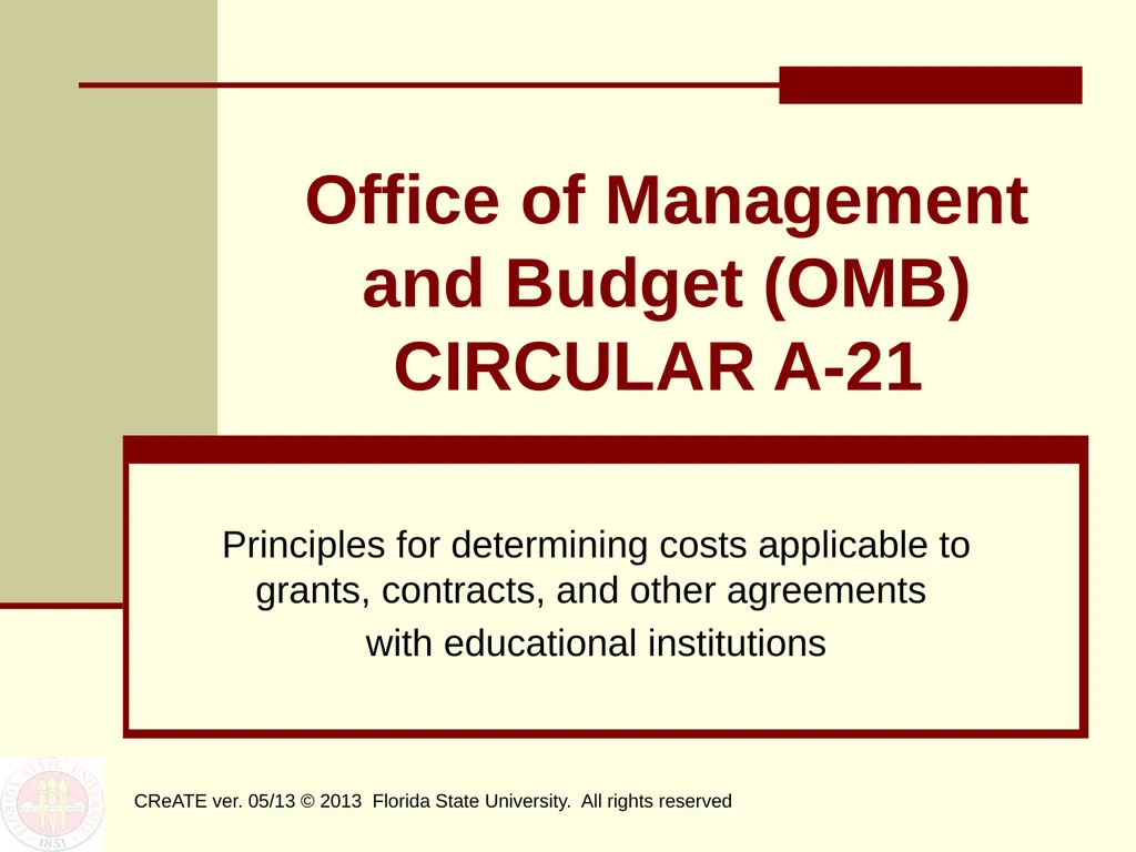 Office of Management and Budget (OMB) CIRCULAR - slide 1 of 80
