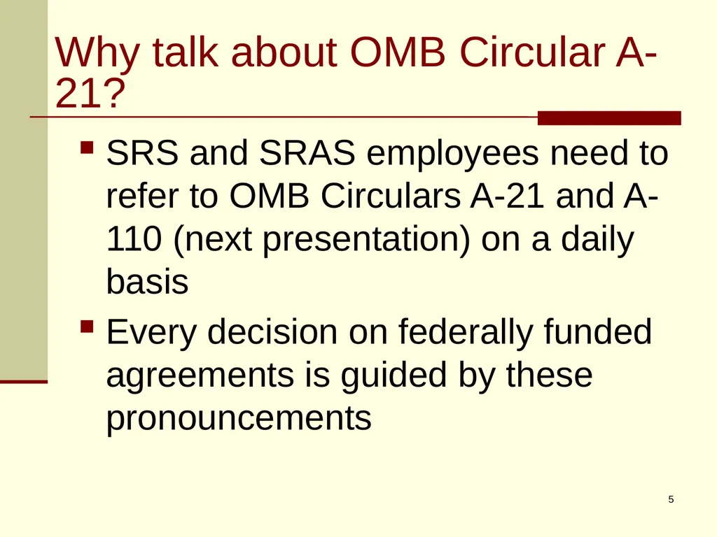 Office of Management and Budget (OMB) CIRCULAR - slide 5 of 80