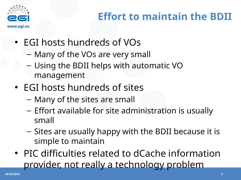 EGI Operations EGI Feedback on removing the - slide 5 of 9