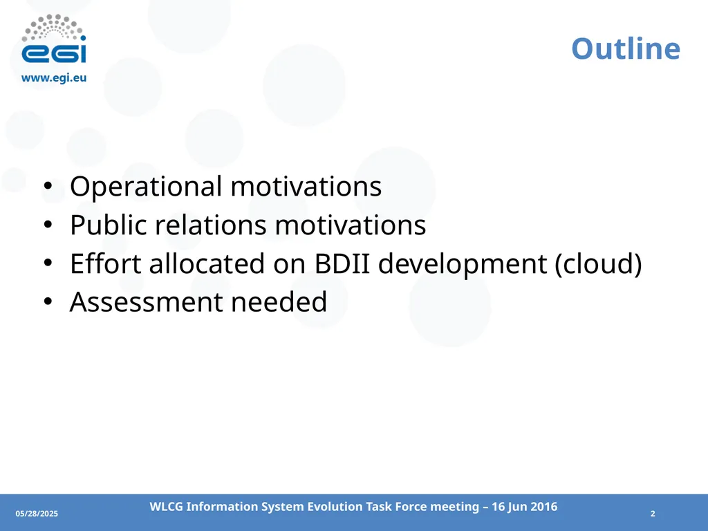 EGI Operations EGI Feedback on removing the - slide 2 of 9