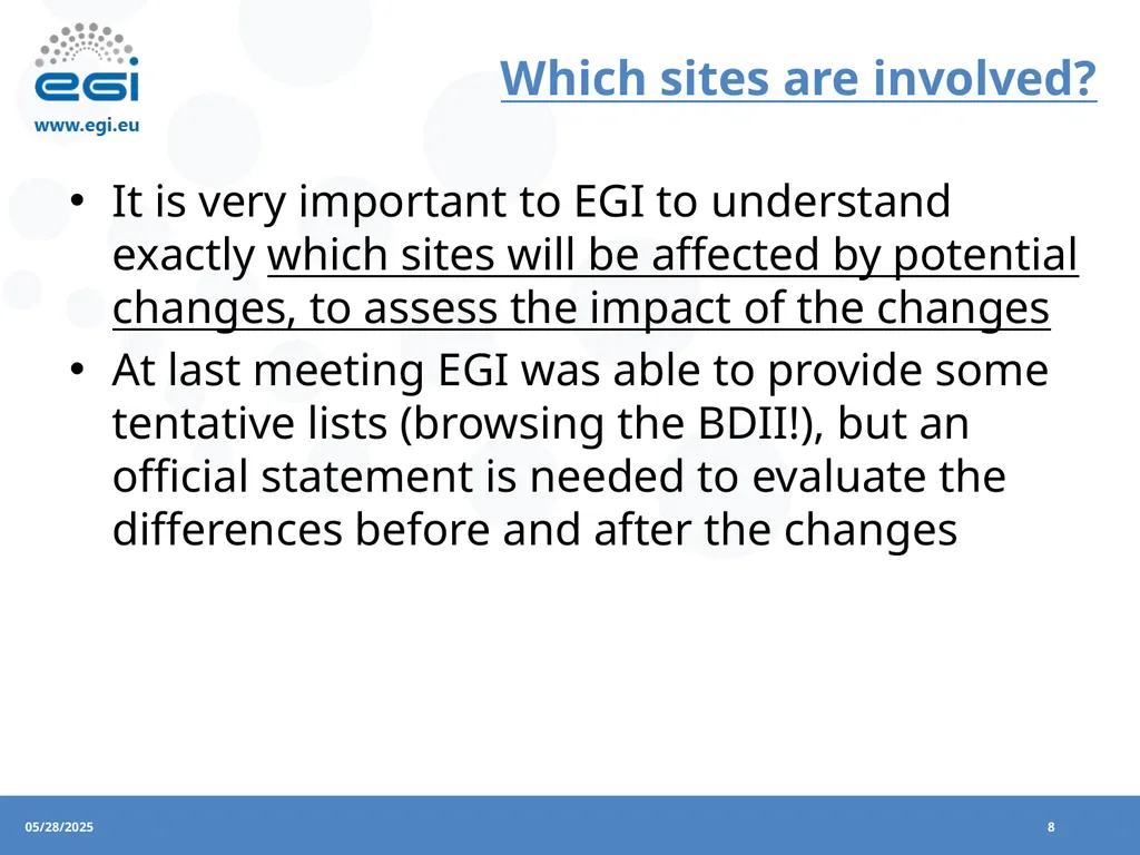 EGI Operations EGI Feedback on removing the - slide 8 of 9