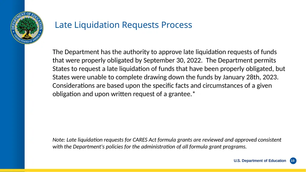WEBINAR Late Liquidation Requests and Grant - slide 10 of 19