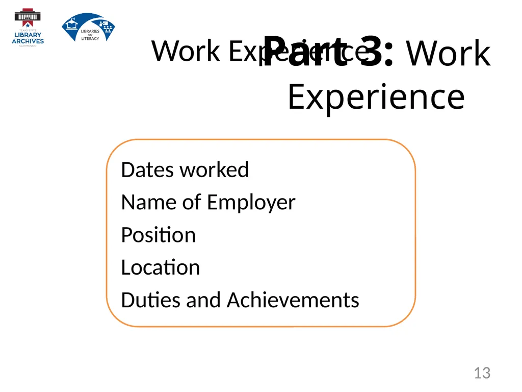 7.2 Resume Writing 1 Create, format, and - slide 13 of 24