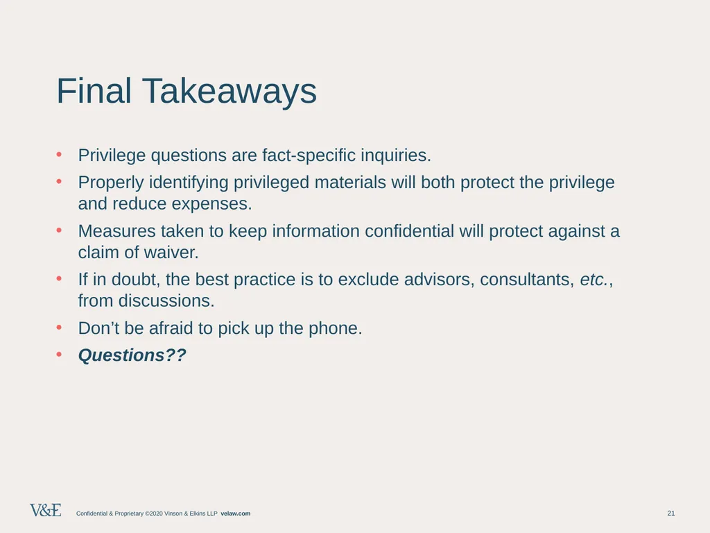 Privileged Communications: An Overview and - slide 21 of 24