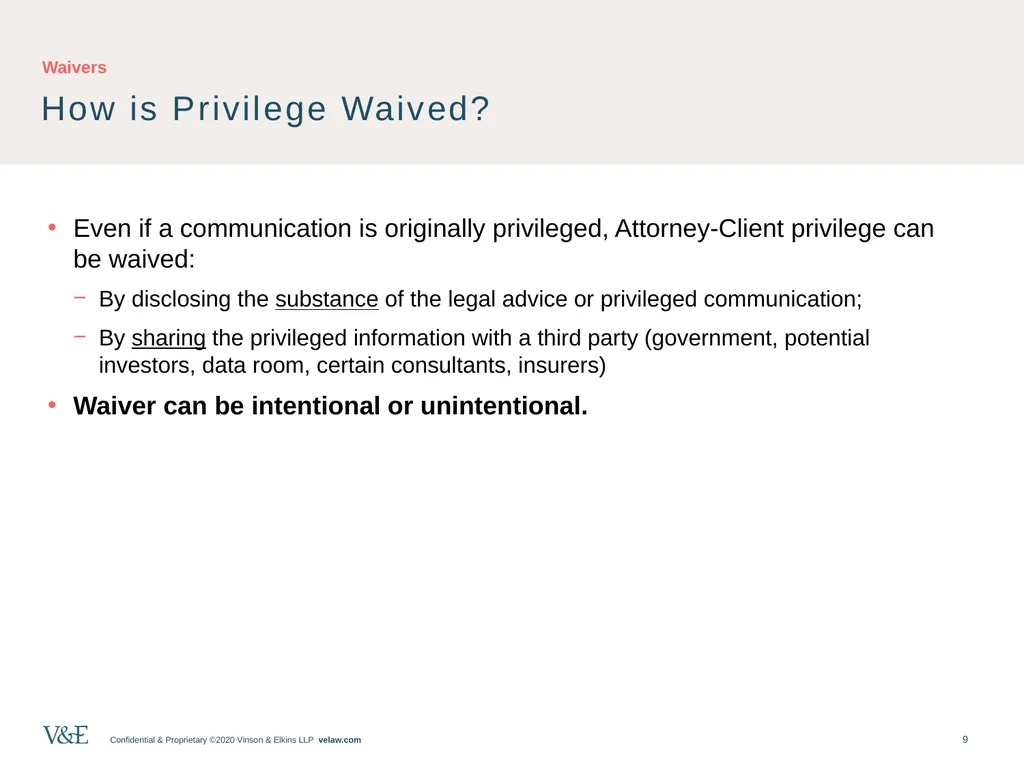 Privileged Communications: An Overview and - slide 9 of 24