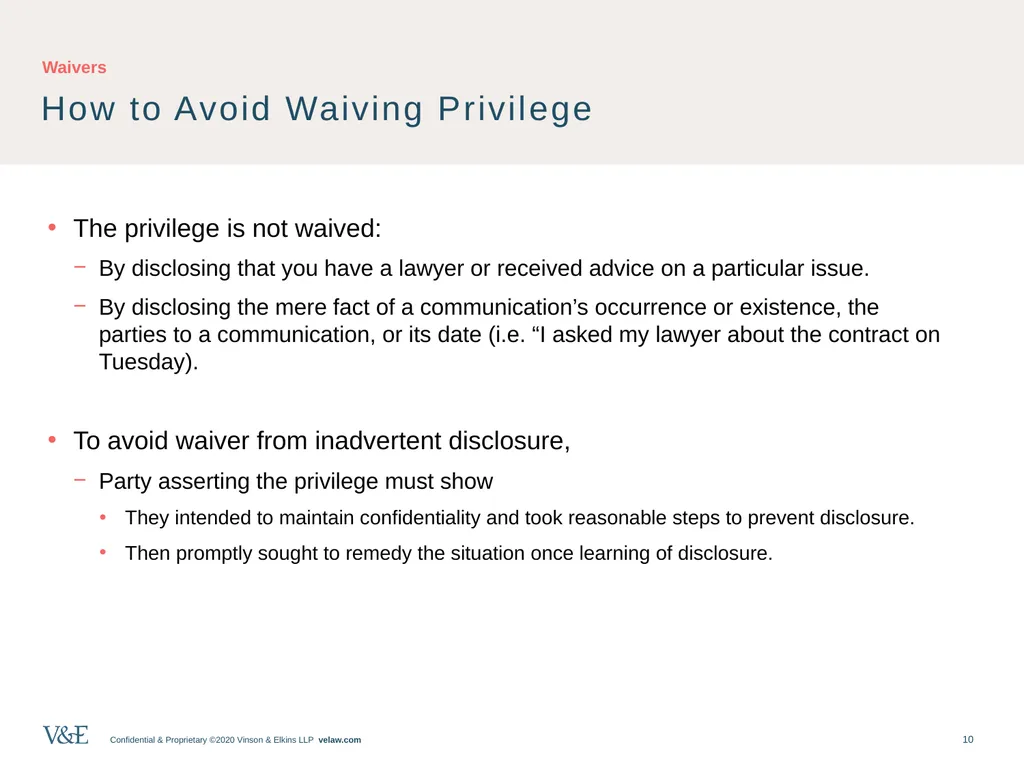 Privileged Communications: An Overview and - slide 10 of 24