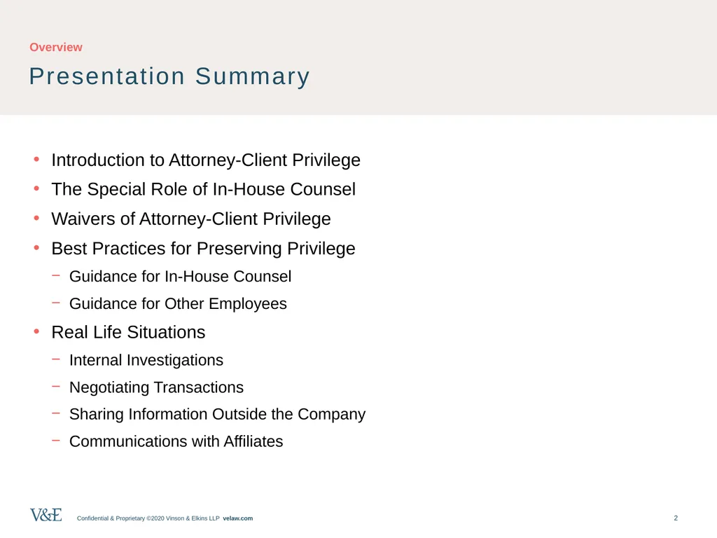 Privileged Communications: An Overview and - slide 2 of 24