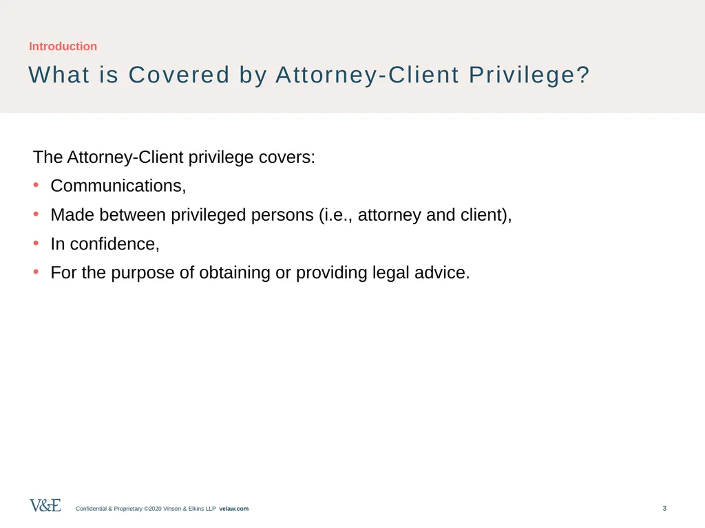 Privileged Communications: An Overview and - slide 3 of 24