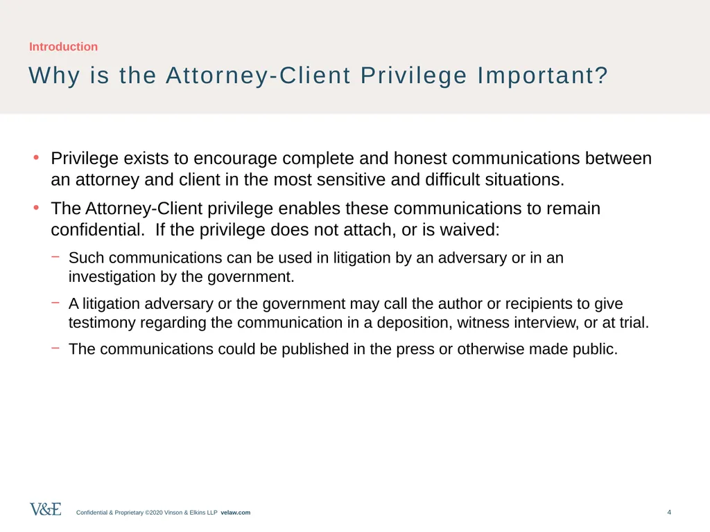 Privileged Communications: An Overview and - slide 4 of 24