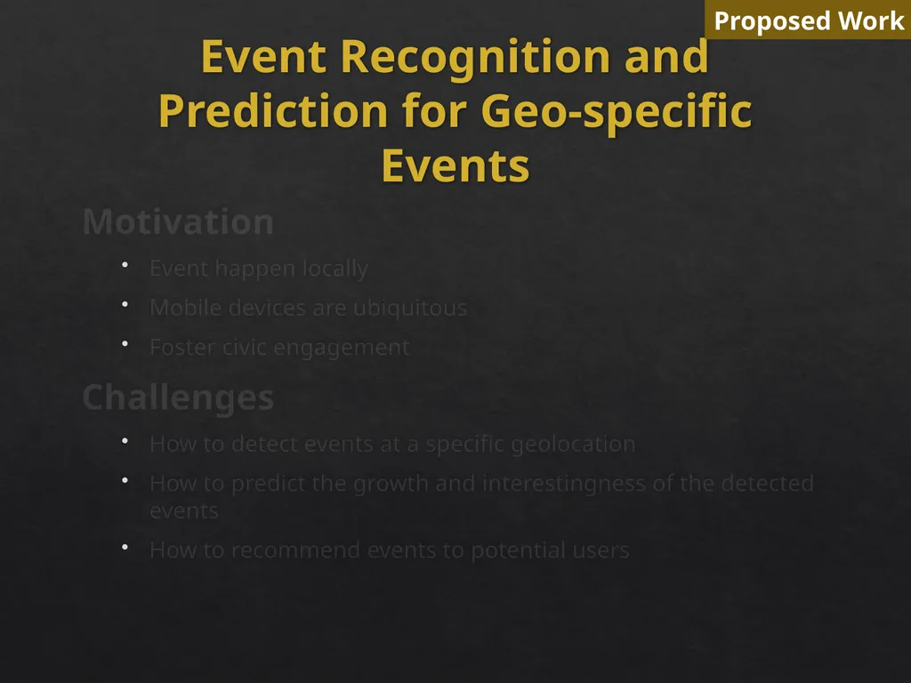 Event Analytics on Social Media: Challenges and - slide 64 of 72