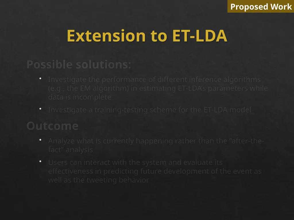Event Analytics on Social Media: Challenges and - slide 38 of 72