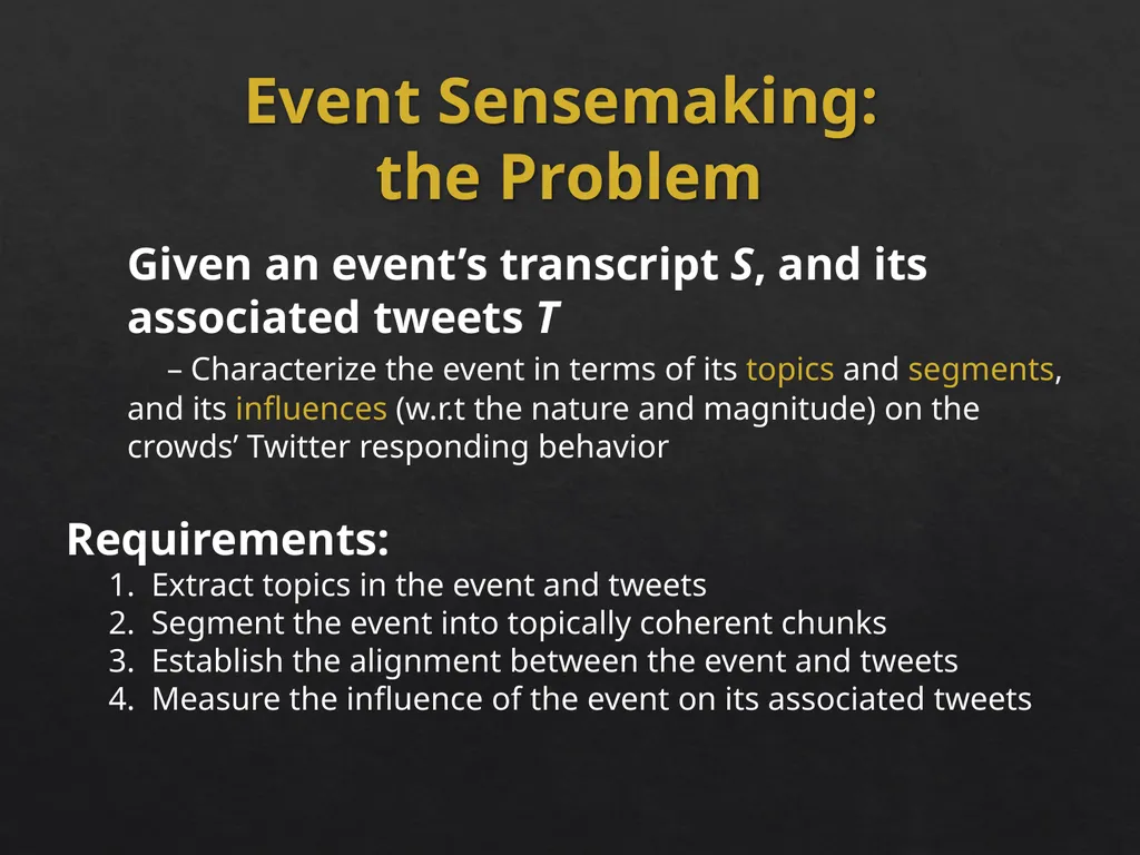 Event Analytics on Social Media: Challenges and - slide 22 of 72