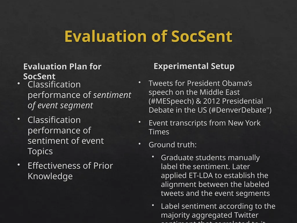Event Analytics on Social Media: Challenges and - slide 50 of 72