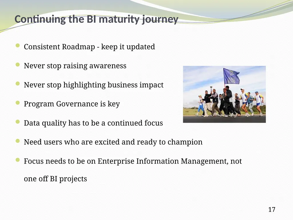 From Data Warehouse to Business Intelligence – - slide 17 of 20