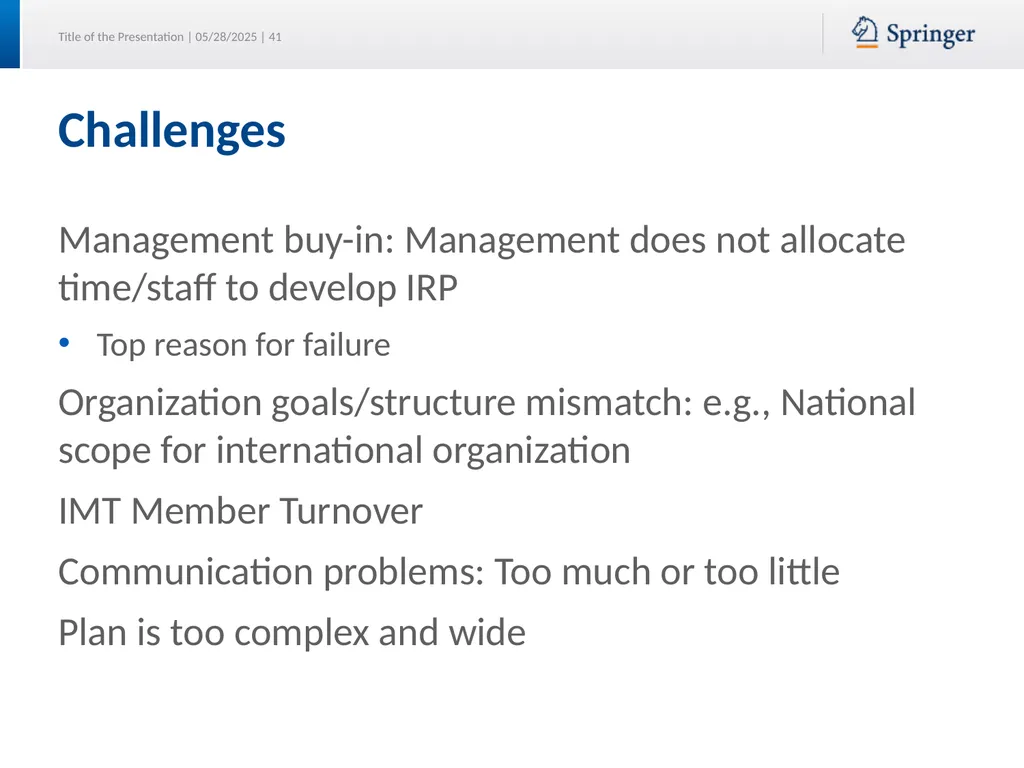 Security Planning Susan Lincke Planning for - slide 41 of 57