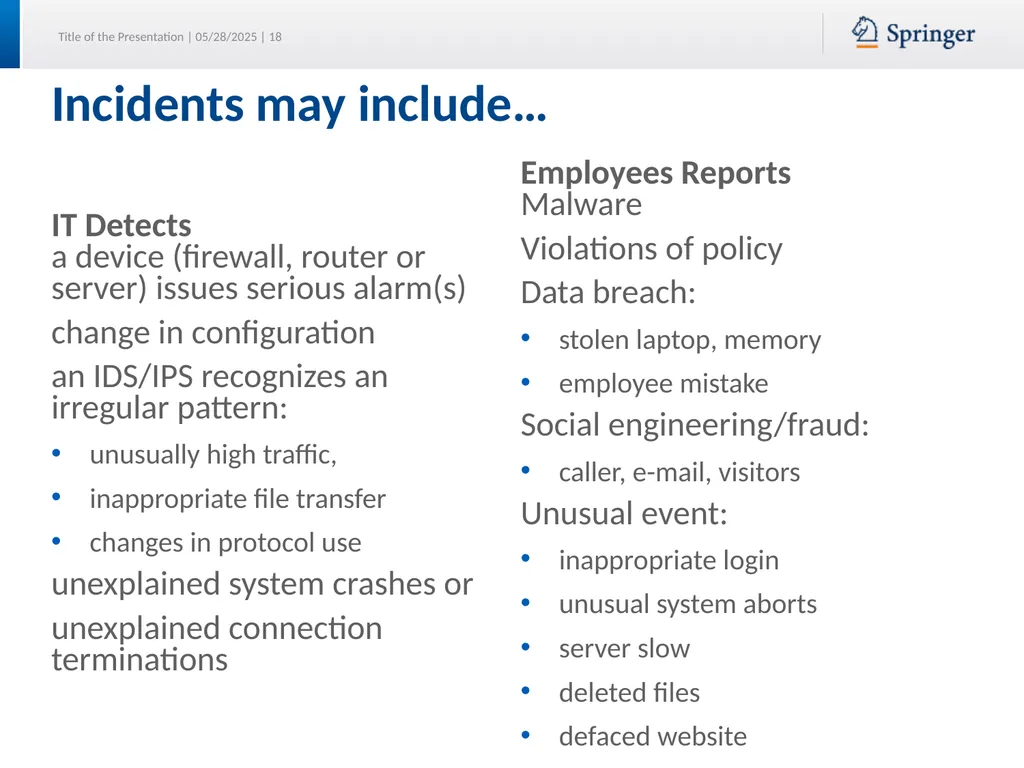 Security Planning Susan Lincke Planning for - slide 18 of 57