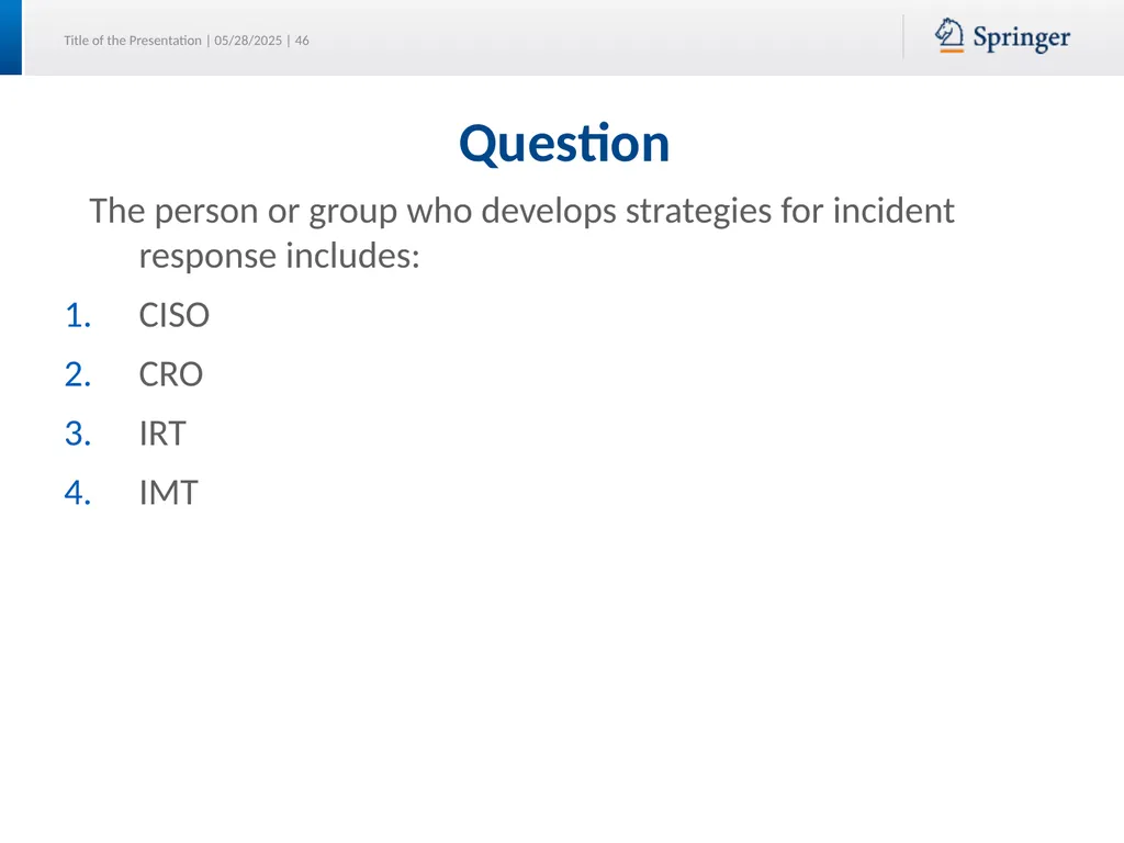 Security Planning Susan Lincke Planning for - slide 46 of 57