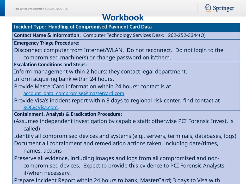 Security Planning Susan Lincke Planning for - slide 35 of 57