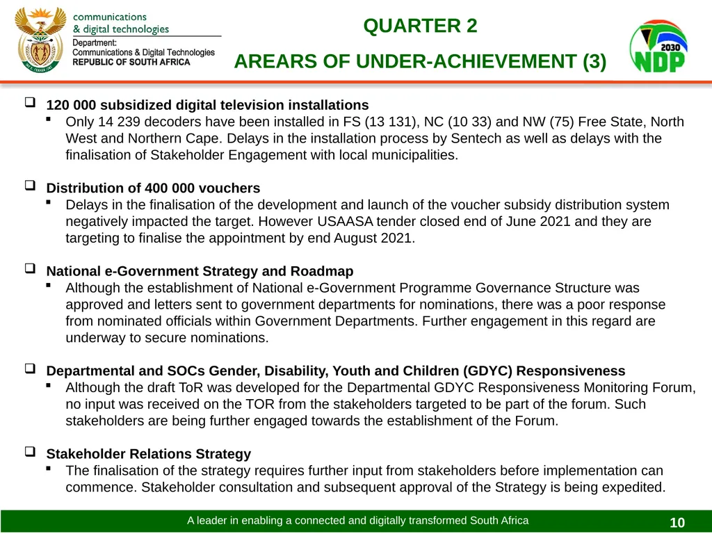 PRESENTATION TO THE PORTFOLIO COMMITTEE ON - slide 10 of 31