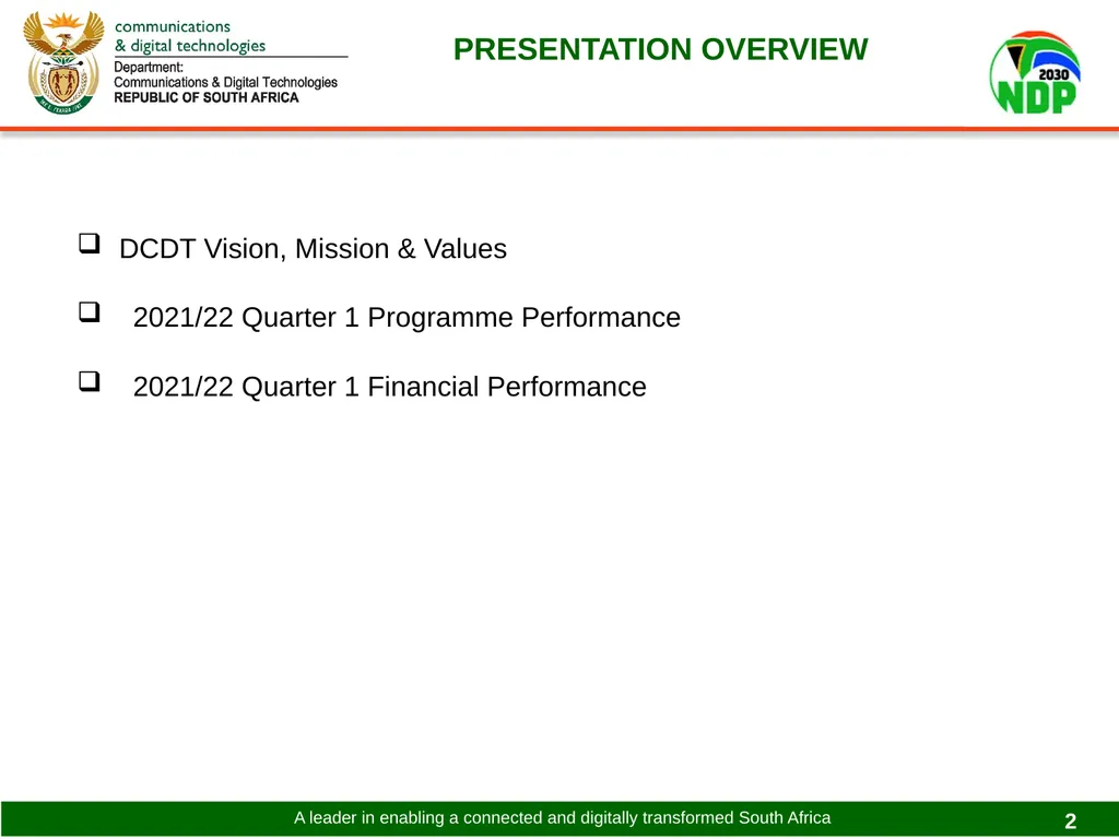 PRESENTATION TO THE PORTFOLIO COMMITTEE ON - slide 2 of 31