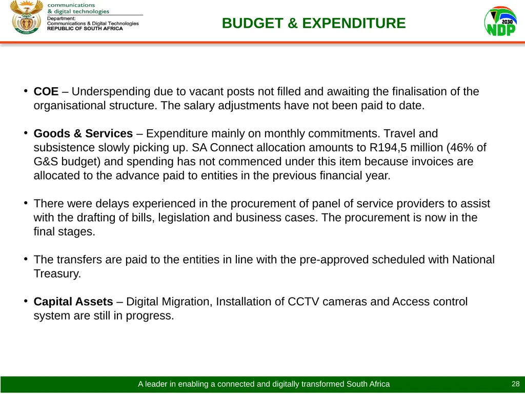 PRESENTATION TO THE PORTFOLIO COMMITTEE ON - slide 28 of 31
