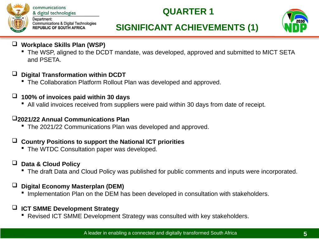 PRESENTATION TO THE PORTFOLIO COMMITTEE ON - slide 5 of 31