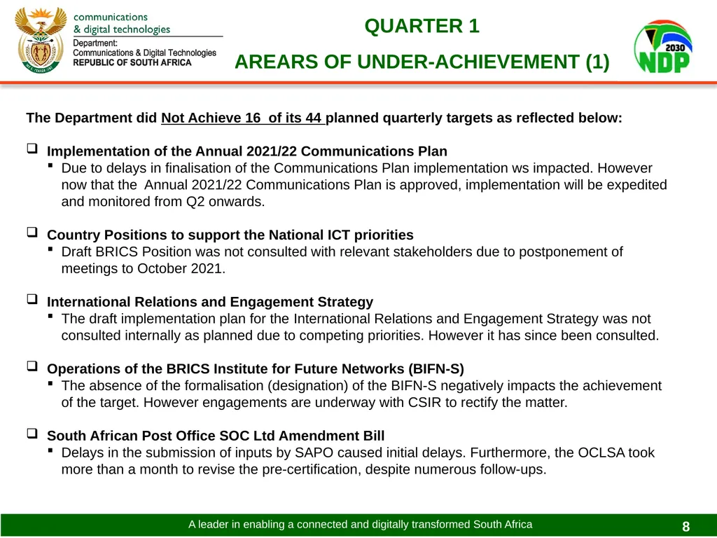 PRESENTATION TO THE PORTFOLIO COMMITTEE ON - slide 8 of 31
