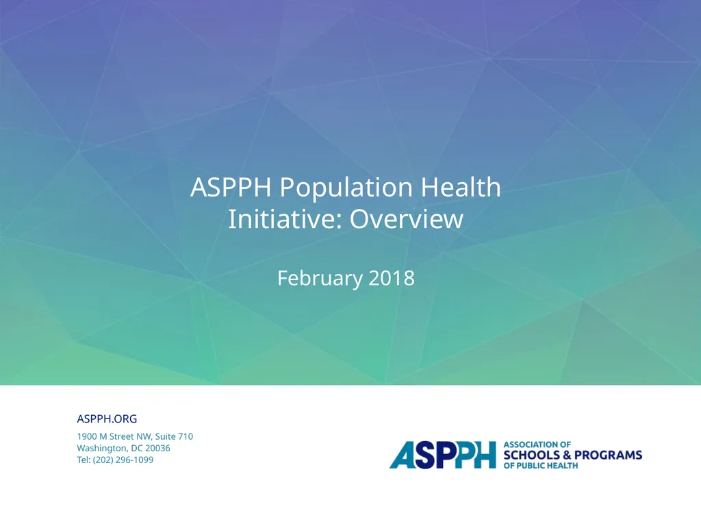 ASPPH Population Health Initiative: Overview