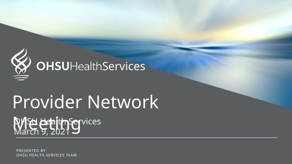 PRESENTED BY: OHSU HEALTH SERVICES TEAM Provider