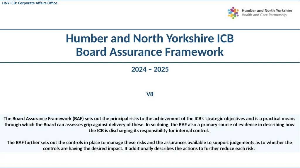 Humber and North Yorkshire ICB Board Assurance