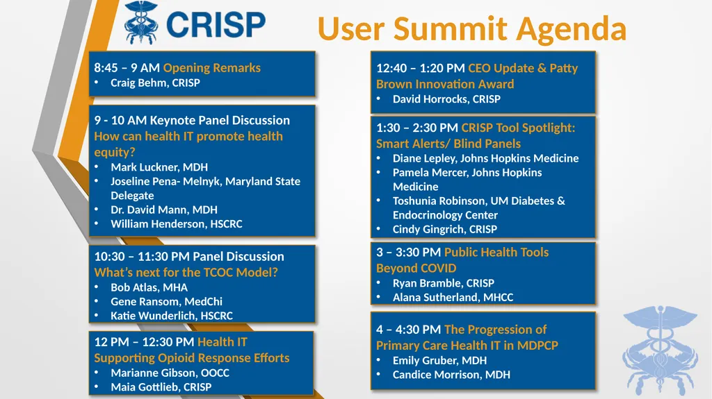 User Summit Agenda 8:45 – 9 AM Opening Remarks - slide 1 of 13
