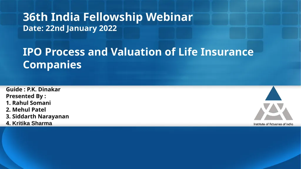 IPO Process and Valuation of Life Insurance